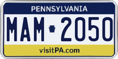 PA license plate MAM2050