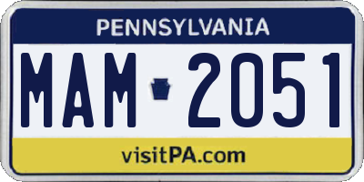 PA license plate MAM2051