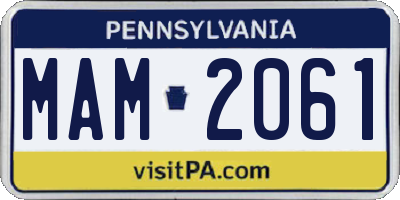 PA license plate MAM2061
