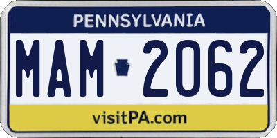 PA license plate MAM2062