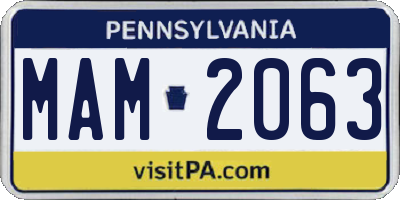 PA license plate MAM2063