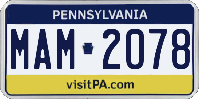 PA license plate MAM2078