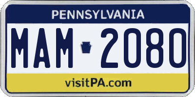 PA license plate MAM2080