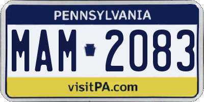 PA license plate MAM2083