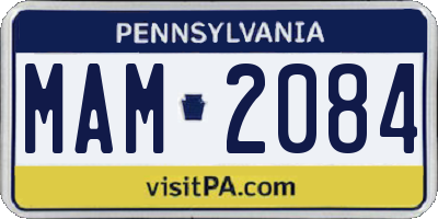 PA license plate MAM2084