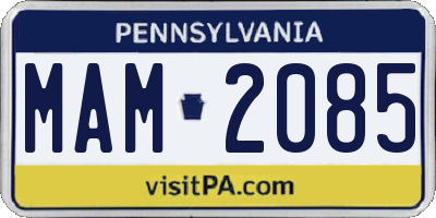 PA license plate MAM2085
