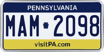 PA license plate MAM2098