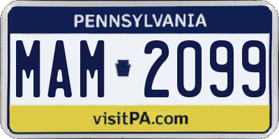 PA license plate MAM2099
