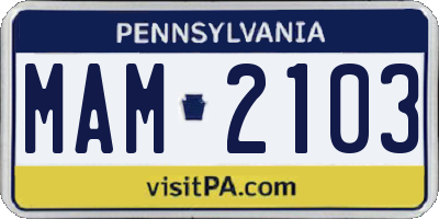 PA license plate MAM2103