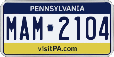 PA license plate MAM2104
