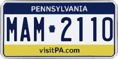 PA license plate MAM2110