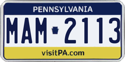 PA license plate MAM2113