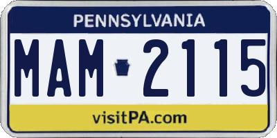 PA license plate MAM2115