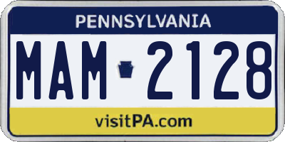 PA license plate MAM2128