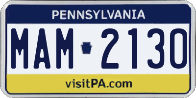 PA license plate MAM2130