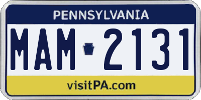 PA license plate MAM2131