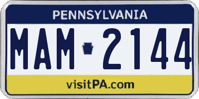 PA license plate MAM2144