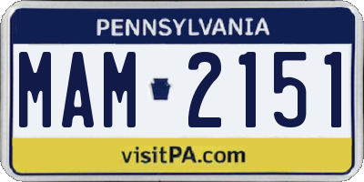 PA license plate MAM2151