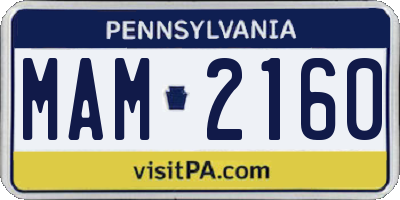 PA license plate MAM2160