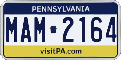 PA license plate MAM2164