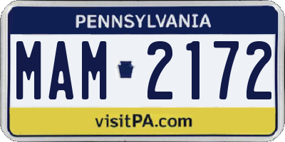 PA license plate MAM2172
