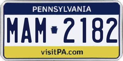 PA license plate MAM2182
