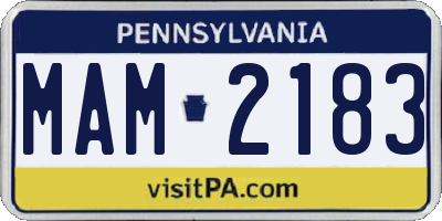 PA license plate MAM2183