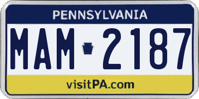 PA license plate MAM2187