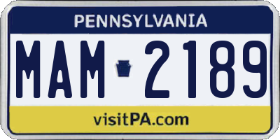 PA license plate MAM2189