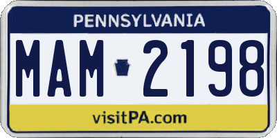 PA license plate MAM2198