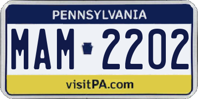 PA license plate MAM2202