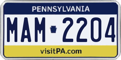PA license plate MAM2204