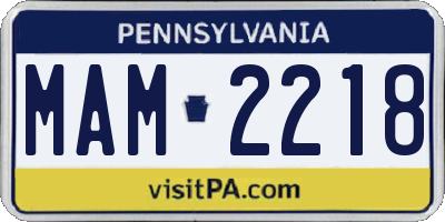 PA license plate MAM2218