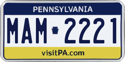 PA license plate MAM2221