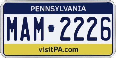PA license plate MAM2226