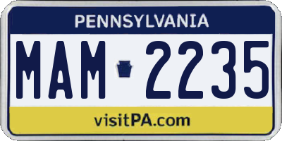 PA license plate MAM2235