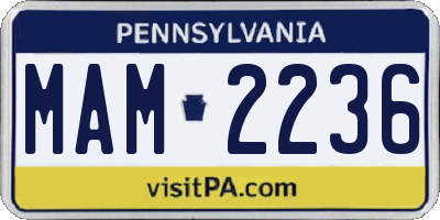 PA license plate MAM2236