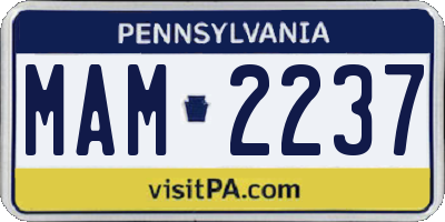 PA license plate MAM2237