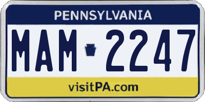PA license plate MAM2247