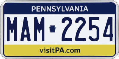 PA license plate MAM2254