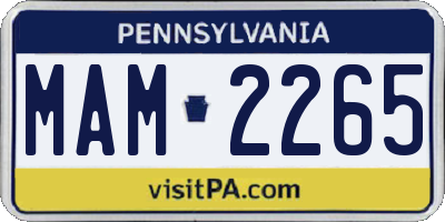 PA license plate MAM2265