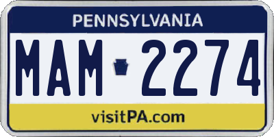 PA license plate MAM2274