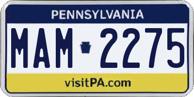 PA license plate MAM2275
