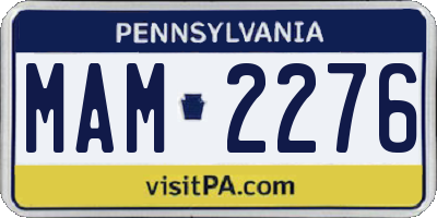 PA license plate MAM2276