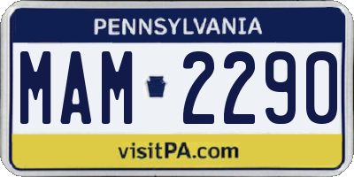 PA license plate MAM2290