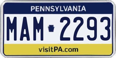PA license plate MAM2293