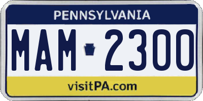 PA license plate MAM2300