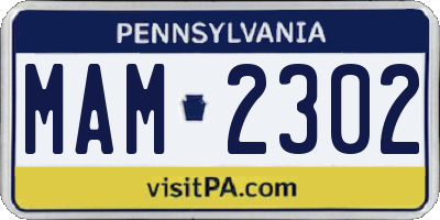 PA license plate MAM2302