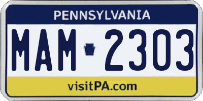 PA license plate MAM2303