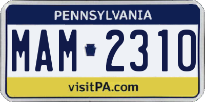 PA license plate MAM2310